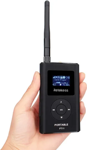 Vista 2 de Retekess Transmisor FM FT11, transmisor de transmisión FM portátil (negro) para iglesia, película de autocaravana, estacionamiento, estación