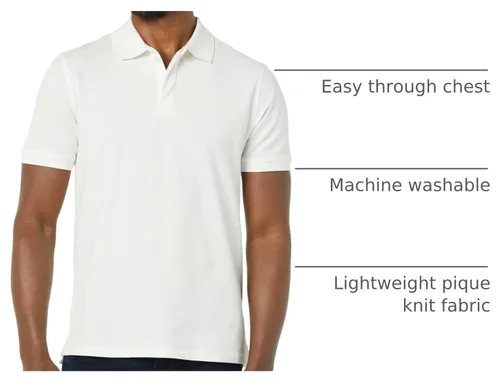 Vista 4 de Tienda Aware Polo de manga corta piqué de algodón ligero para hombre