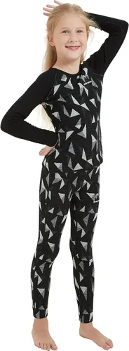 Vista 4 de Adeptwool Conjunto de capa base de lana merino para niñas y niños, ropa interior térmica
