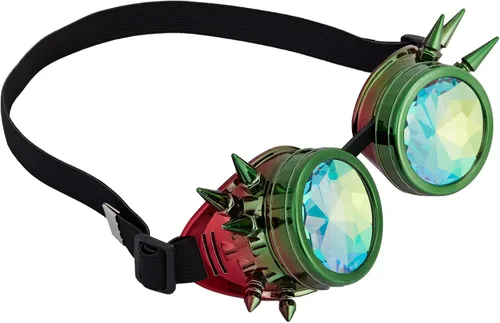Vista 107 de Gafas caleidoscopio para raves trippy psicodélico steampunk con lentes de cristal de difracción de prisma arcoíris