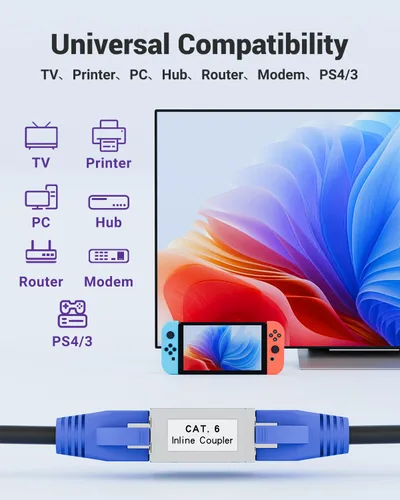 Vista 5 de VCELINK Acoplador blindado RJ45, extensor Ethernet CAT6, paquete de 2 Soporte PoE CAT6/CAT5E/CAT5 Extensor de cable Ethernet Extensor hembra a