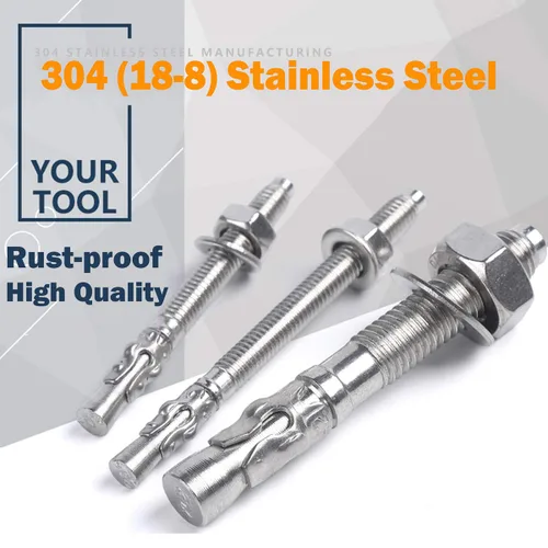 Vista 2 de Anclaje de hormigón de 1/2" x 2-3/4", anclaje de cuña de acero inoxidable 304 con excelente rendimiento antioxidante, kit de anclajes y tornillos