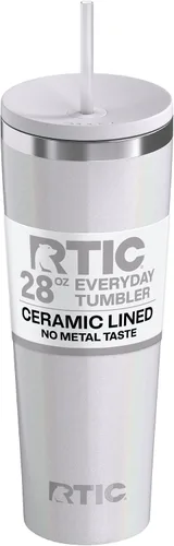 Vista 14 de RTIC Vaso Térmico Diario de 20 onzas de Acero Inoxidable Portátil con Aislamiento, Taza de Café de Viaje con Pajita, Forro de Cerámica, Tapa