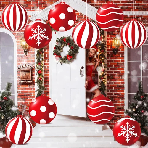 Vista 2 de Jetec 10 piezas de bolas inflables de Navidad de 9 pulgadas, bolas inflables de PVC para decoración de muñeco de nieve de invierno, adornos