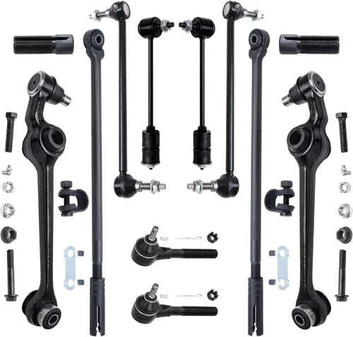 Vista 8 de Detroit Axle – 12 brazos de control superiores e inferiores delanteros con rótulas, barras de unión exteriores e interiores con topes, barras