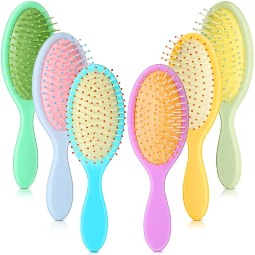 Vista 7 de Nuenen 6 piezas de cepillo desenredante húmedo para cabello seco, cepillo desenredante con cerdas suaves para mujeres, hombres, niñas y niños (negro)