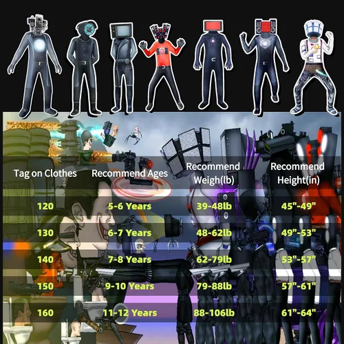 Vista 5 de Kid Titan Tv Man Cosplay Boy Sperkerman Cameraman Bodysuit for Halloween with Mask 5-12y