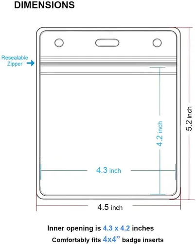 Vista 2 de WTQ - Paquete de 50 soportes impermeables para tarjetas de identificación (se ajusta a insertos de 4 x 4 pulgadas), vertical, soporte