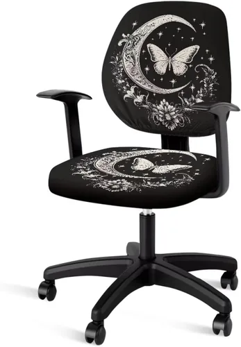 Vista 12 de Funda protectora elástica para silla de oficina con diseño de hongos artísticos, funda giratoria elástica para silla de escritorio, adecuada