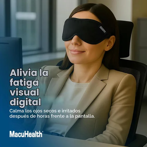 Vista 6 de MacuHealth MacuMask Essential - Compresa de calor húmedo para ojos secos, blefaritis, MGD y fatiga visual digital, correa ajustable, tecnología