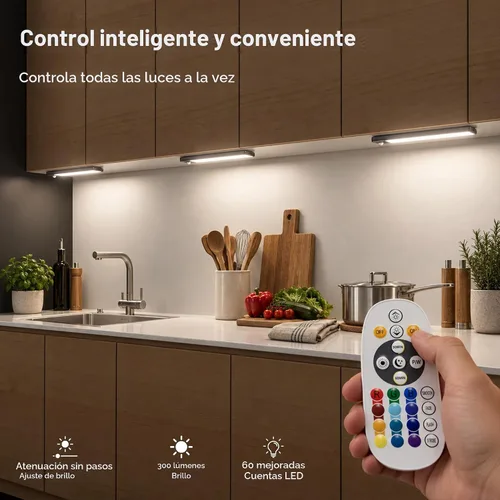 Vista 8 de lexall Paquete de 3 luces recargables para debajo del gabinete con estación