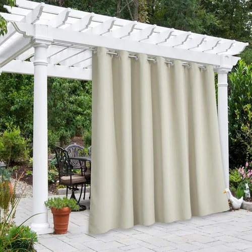 Vista 14 de NICETOWN Cortina para Exteriores para Patio Impermeable de 84 Pulgadas de Ancho, Aislamiento Térmico con Ojales Antioxidantes Bloqueo UV Cortina
