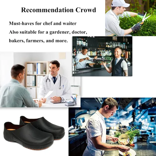 Vista 6 de Zapatos de chef antideslizantes para hombre, zapatos de trabajo antideslizantes profesionales impermeables para cocina, restaurante, hospital