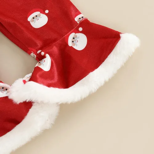 Vista 5 de Gueuusu Conjunto de 2 piezas de ropa de Navidad para bebé niña, sudadera con diseño de flores y Papá Noel, 2 piezas