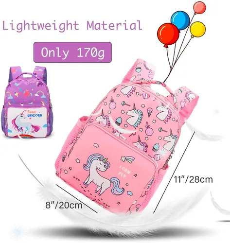 Vista 3 de LESNIC Mochila A1 unicornio para niños, certificado CPC, Rosado, Mochilas infantiles