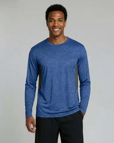 Vista 8 de Real Essentials Paquete de 4 unidades: camiseta de manga larga para hombre Dry Fit, disipa la humedad, protección solar FPU 50+ contra rayos