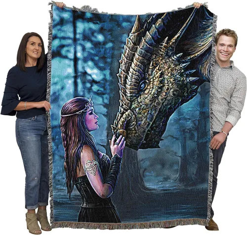 Vista 21 de Pure Country Weavers Anne Stokes - Manta de belleza de dragón de la colección Age of Dragons – Manta de fantasía para regalo tejida de algodón