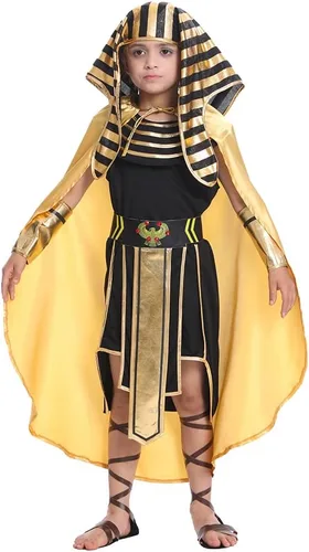 Vista 3 de DSplay Boys Egyptian Pharaoh Costume Cosplay Kids Halloween