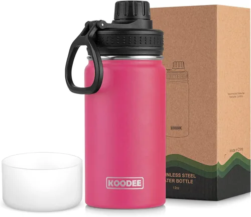 Vista 73 de koodee Botella de agua para niños, botella de agua de acero inoxidable de 12 onzas con aislamiento al vacío para la escuela, botella de agua de boca