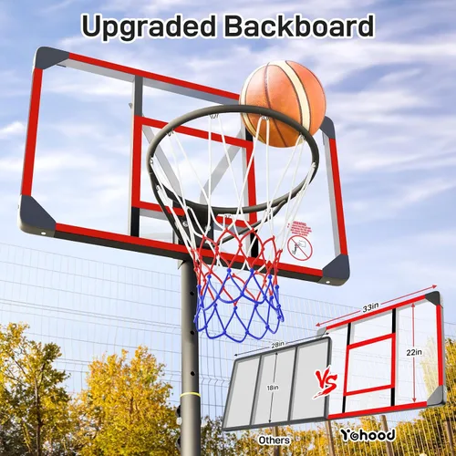 Vista 4 de Yohood Kids Basketball Hoop Outdoor 4.82-8.53ft Adjustable, Portable Basketball Hoops & Goals for Kids/Teenagers/Youth in Backyard/Driveway/Indoor