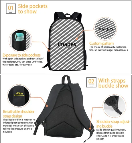 Vista 5 de Xpyiqun Juego de mochila escolar para niÃ±os con caja de almuerzo, OcÃ©ano delfÃ­n, talla Ãºnica