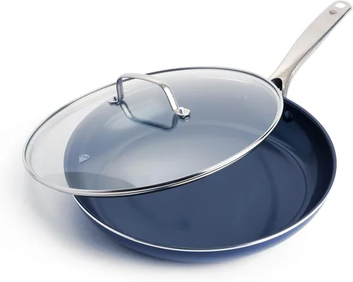 Vista 12 de Blue Diamond - Sartén antiadherente de 8 pulgadas, sin PFAS, sartén de cerámica para huevos y tortilla, con infusión de diamante, apta