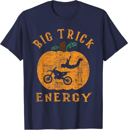 Vista 4 de Dirt Bike Motocross Halloween - Pumpkin Jack O Lantern T-Shirt Asphalt Grey