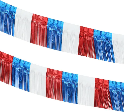 Vista 10 de Paquete de 2 flotadores de 10 pies con purpurina azul real para remolque, flecos de papel de aluminio con purpurina metálica, serpentinas de oropel