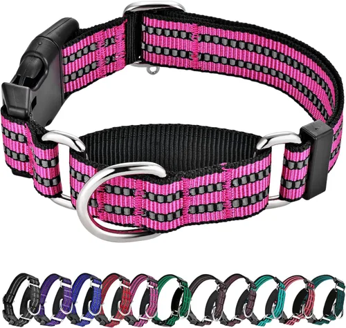 Vista 14 de Hikiko Martingale - Collar reflectante de nailon para perro con hebilla de liberación rápida, ajustable, collar de entrenamiento antideslizante