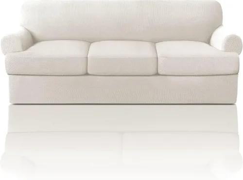 Vista 32 de PrinceDeco Fundas elásticas para sillón de 2 piezas, fundas de sofá para sillas con cojines en forma de T, fundas suaves para muebles con 1 funda
