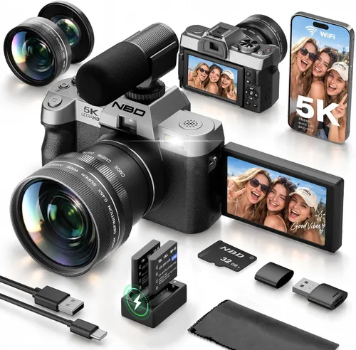 Vista 10 de NBD Cámaras digitales 5K 64MP para fotografía con WiFi de doble lente Negro