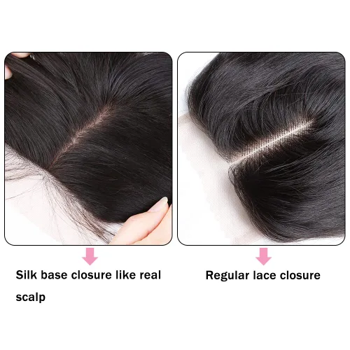 Vista 2 de Cabello humano con base de seda 4x4 con cierre de encaje con cabello de bebé, ondulado, cierre de cabello virgen brasileño, parte libre, color Parte