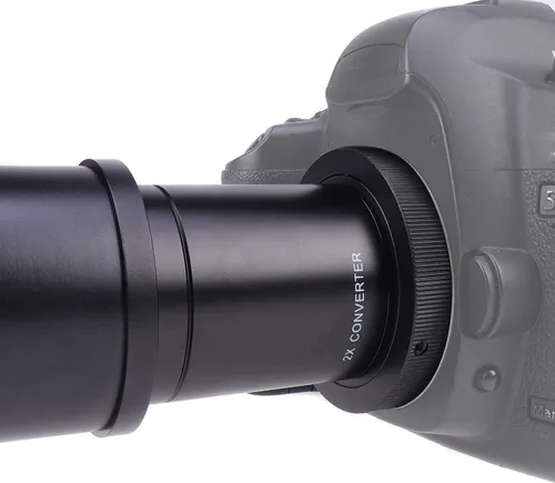 Vista 5 de Lente teleobjetivo zoom de 16.535-31.496 in F/8.3-16 con lente teleconvertidor de 2 X y anillo adaptador de montaje T2/T a PK para cámaras K-5 K-7