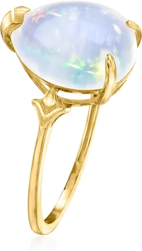 Vista 3 de Ross-Simons Anillo Flor de Lis de ópalo etíope en oro amarillo de 14 quilates