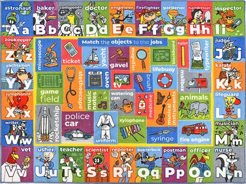Vista 13 de DC Super Friends - Alfombra educativa para niños, alfabeto, emociones y rasgos de héroe ABC, alfombra de aprendizaje de habilidades sociales