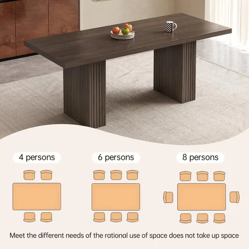 Vista 7 de Juego de mesa de comedor moderna de 5 piezas, mesa de cocina rectangular de roble de 66.9 pulgadas con 4 sillas, mesa de comedor de madera moderna