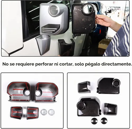 Vista 4 de 6 piezas de cubierta de espejo retrovisor exterior compatible con Toyot@ FJ Cruiser 2007-2021 Aunginsy cubierta de protección para retrovisor