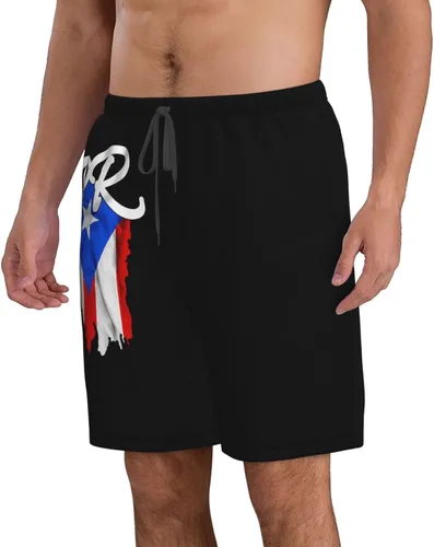 Vista 2 de Pantalones cortos de playa con bolsillos y diseño de bandera de Puerto Rico Boricua Pride