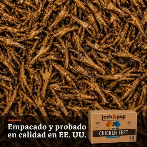 Vista 3 de Jack&Pup - Golosinas de pollo secas para perros, 100% naturales, totalmente digeribles, patas de pollo deshidratadas para perros, con alto contenido