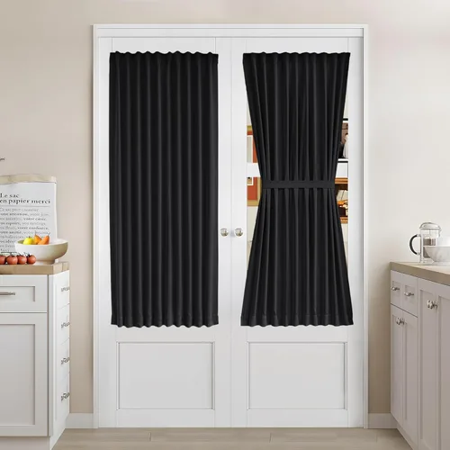 Vista 27 de Vatge Cortinas laterales autoadhesivas para puertas de cristal, sin taladro, extraíble, panel de filtrado de luz, 1 panel, 12 pulgadas de ancho x 60