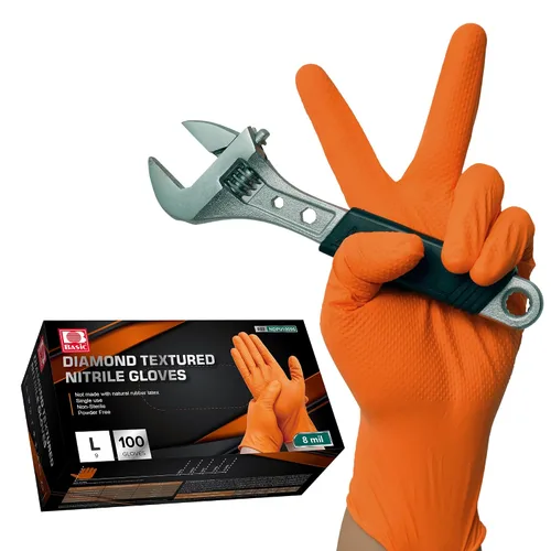 Vista 7 de Jointown Guantes Básicos de Nitrilo de Servicio Pesado, Guantes de Mecánico de Nitrilo Desechables de 8 Mil, con Textura de Diamante Elevada, Caja