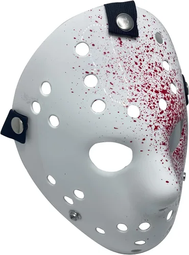 Vista 5 de Máscara de hockey de terror para Halloween, cosplay, mascarada, máscara de disfraz de Navidad con correas ajustables