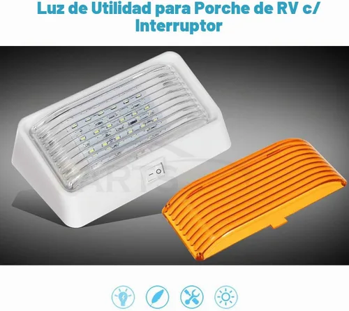 Vista 2 de Partsam Luz LED rectangular para porche RV con interruptor de encendido/apagado, lámpara exterior de casa rodante, repuesto para casas rodantes