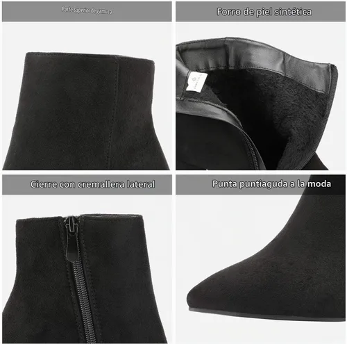 Vista 4 de DREAM PAIRS Botines de tacón grueso para mujer Negro