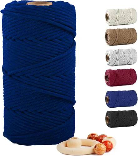 Vista 57 de ZUEXT Cordón de algodón para macramé de 4 mm x 500 m, ZUEXT Cordones trenzados naturales hechos a mano en verde manzana de 4 hebras, cuerda de lana