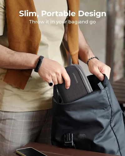 Vista 2 de BAGSMART Organizador de cables de viaje pequeño, organizador técnico para cargador, teléfono, negro