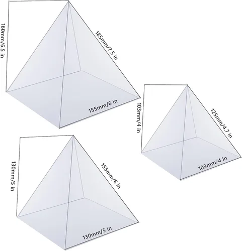 Vista 2 de Moldes de pirámide de silicona transparente supergrandes, 3 piezas, interior de 4.7 a 7.5 pulgadas, moldes de resina de silicona para orgonita