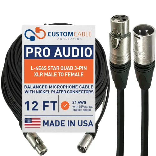 Vista 52 de Custom Cable Connection Canare L-4E6S Star Quad XLR macho de 3 pines XLR macho a 1/4" (6.35mm) TRS cable de micrófono/audio equilibrado