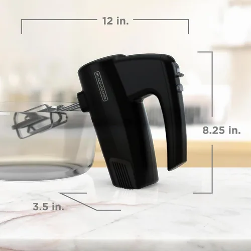 Vista 7 de BLACK+DECKER Batidora de mano de 5 velocidades, 250 vatios para mezclar masas, masas, untables y más, función Turbo Boost y evitar salpicaduras