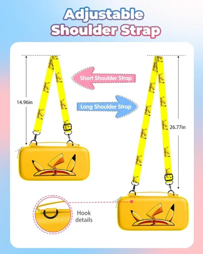 Vista 3 de Gurgitat Carrying Case for Nintendo Switch Lite Travel Carry Cases Hard Shell Protective Cover Strap Anime Cute Girls Boys Accessories Storage